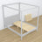 Bett mit Baldachin Aschgrau aus Holz – Schrägansicht, Schlafzimmer