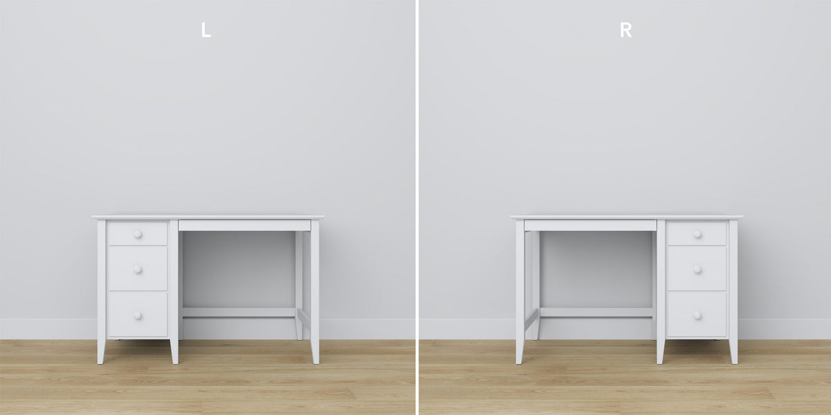 Bureau 3S en bois blanc – détails des assemblages, haute qualité Nizio