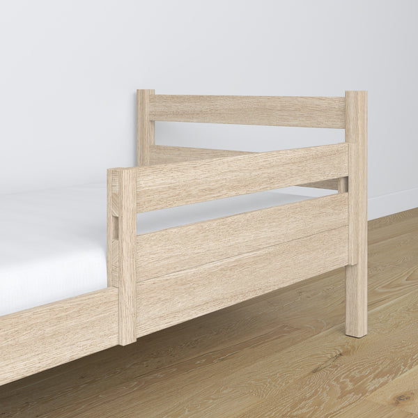 Protection anti-chute lit enfant chêne blanchi – vue de côté, en bois