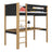 Black and Oak Wooden Loft Bed with Desk – Children’s Room, Scandi Nizio