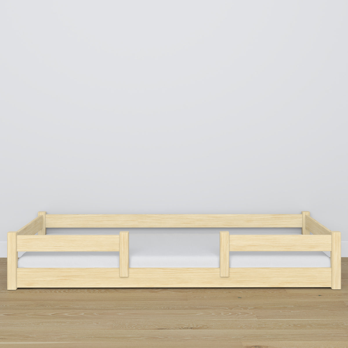 Lit bas pin incolore w chambre – décoration scandinave, en bois