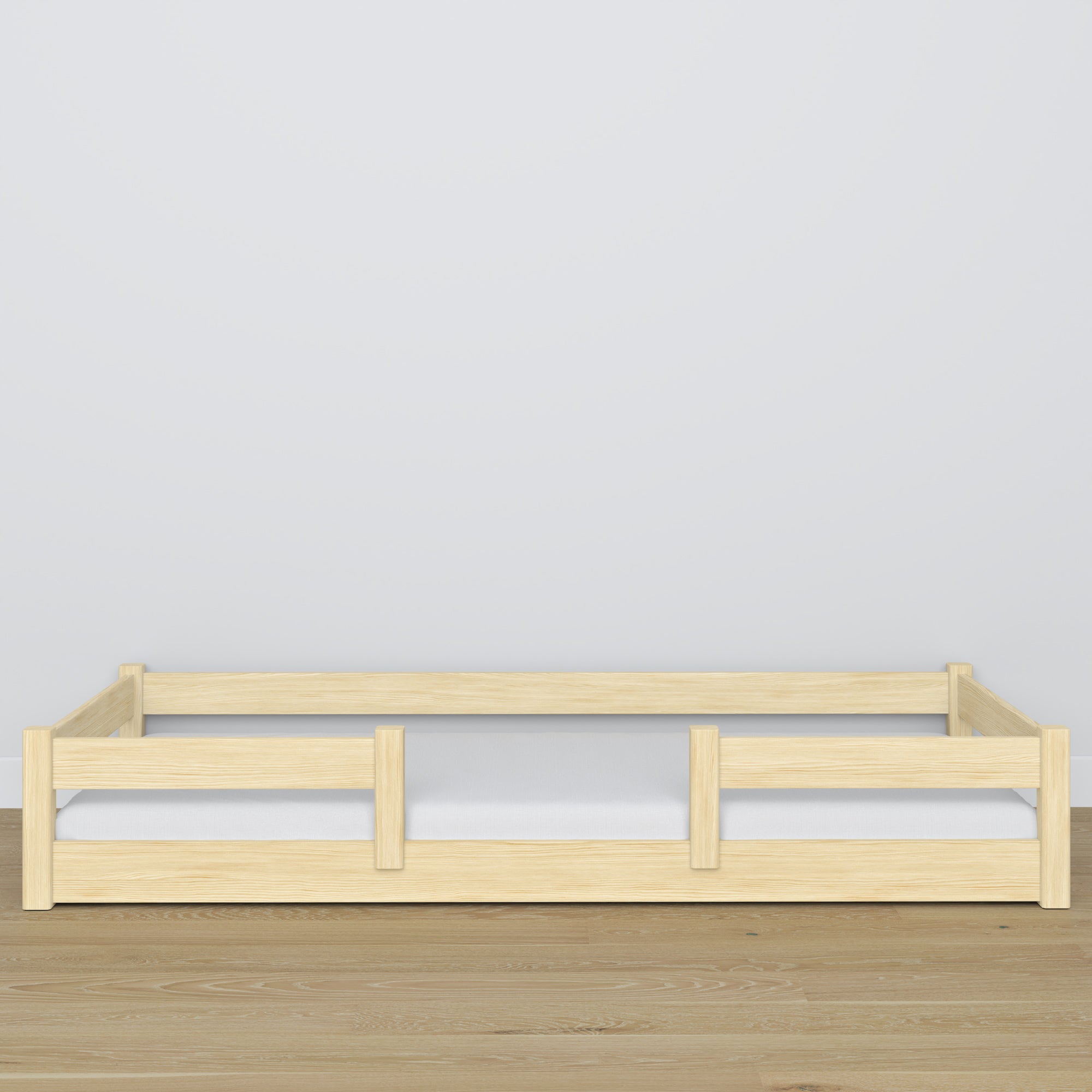 Lit bas pin incolore w chambre – décoration scandinave, en bois