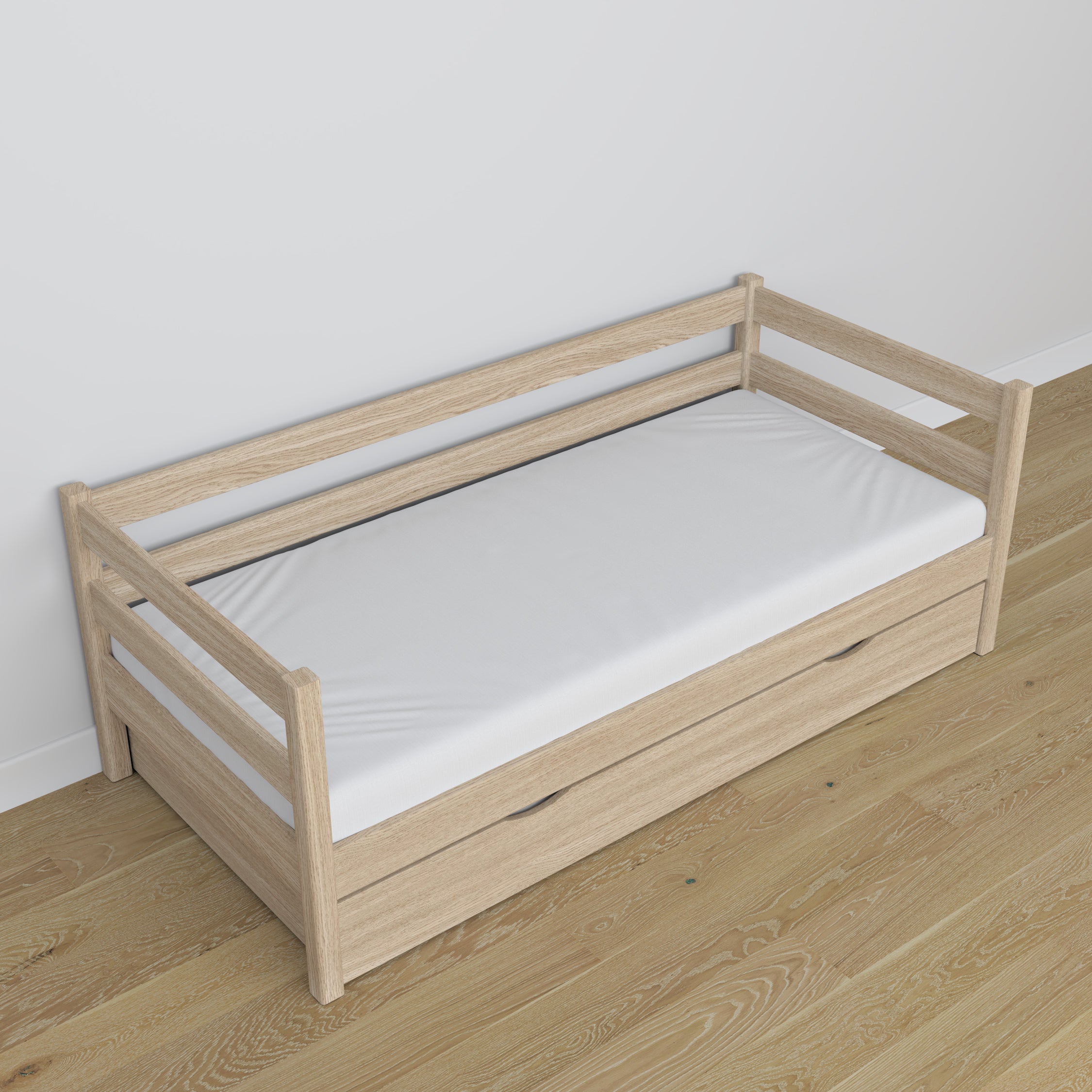 Sofabett mit Schublade Eiche gebleichte Eiche – scandi Kinderzimmereinrichtung