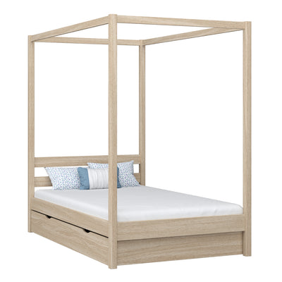 Oak canopy bed with drawer bleached oak – child’s room, scandi style