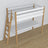 Lit mezzanine avec bureau en bois blanc-chêne – détails des assemblages et de l'échelle