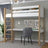 White and Oak Wooden Loft Bed with Desk – Ladder and Safety Rail