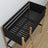 Loft bed black/oak – wooden desk under the sleeping area, scandi children’s room