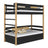 Lit superposé avec tiroir en bois noir-chêne – chambre d'enfant, bois massif, scandinave