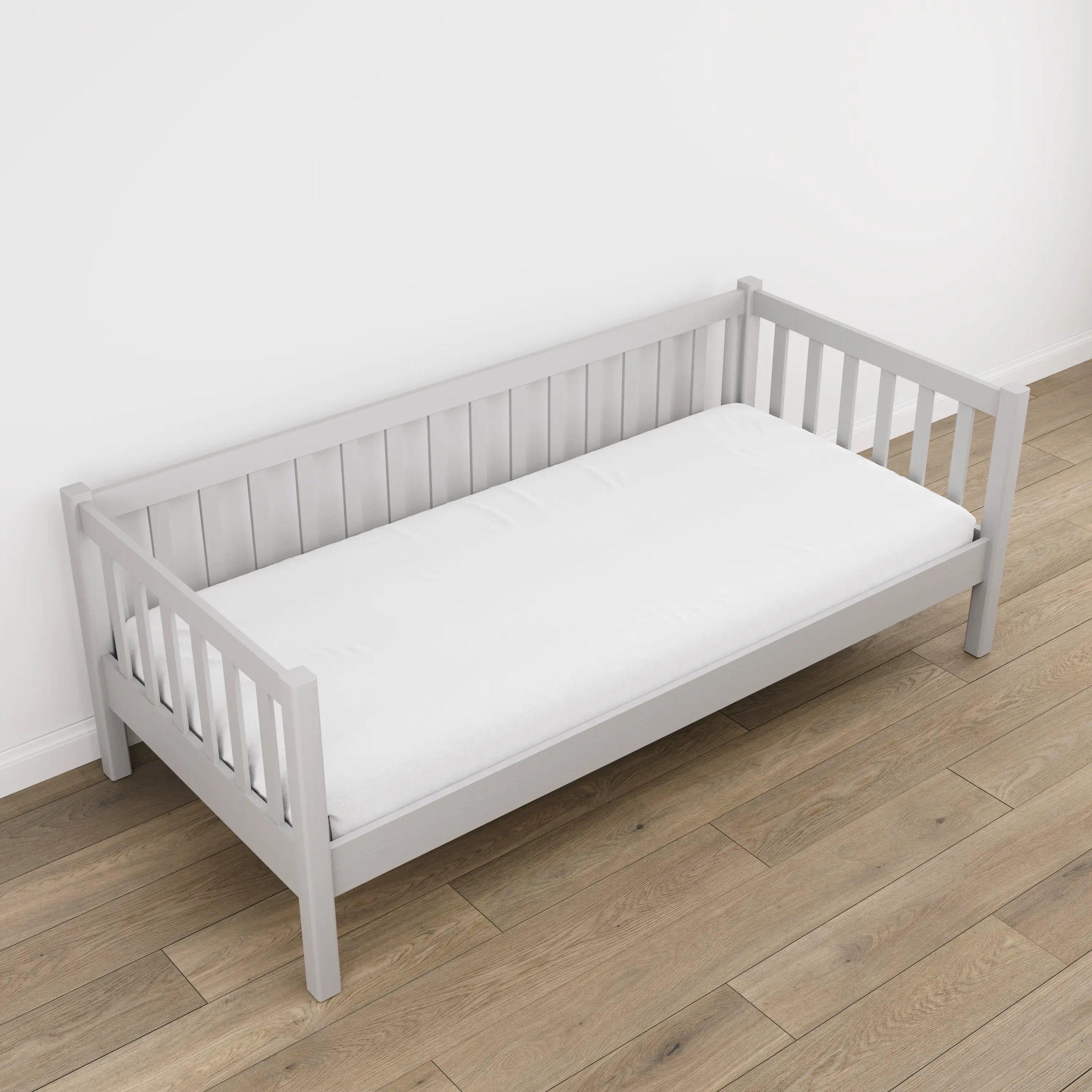 Sofabett grau im Kinderzimmer – scandi Einrichtung, Holz