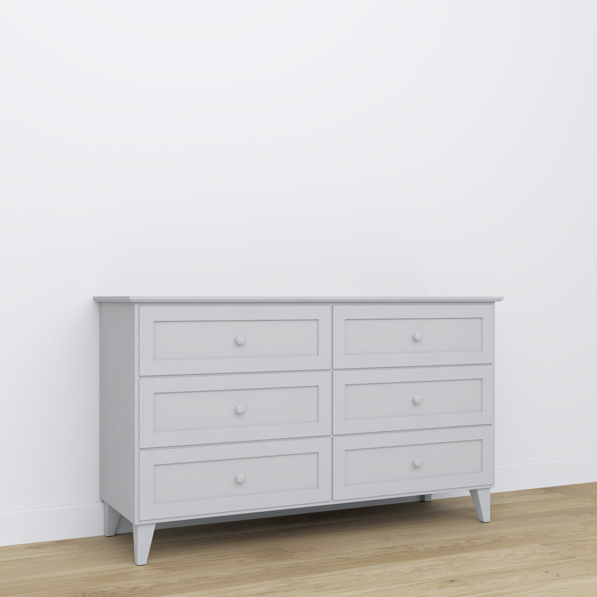 Commode 6S gris – en bois, szuflady fermé, vue frontale, Nizio