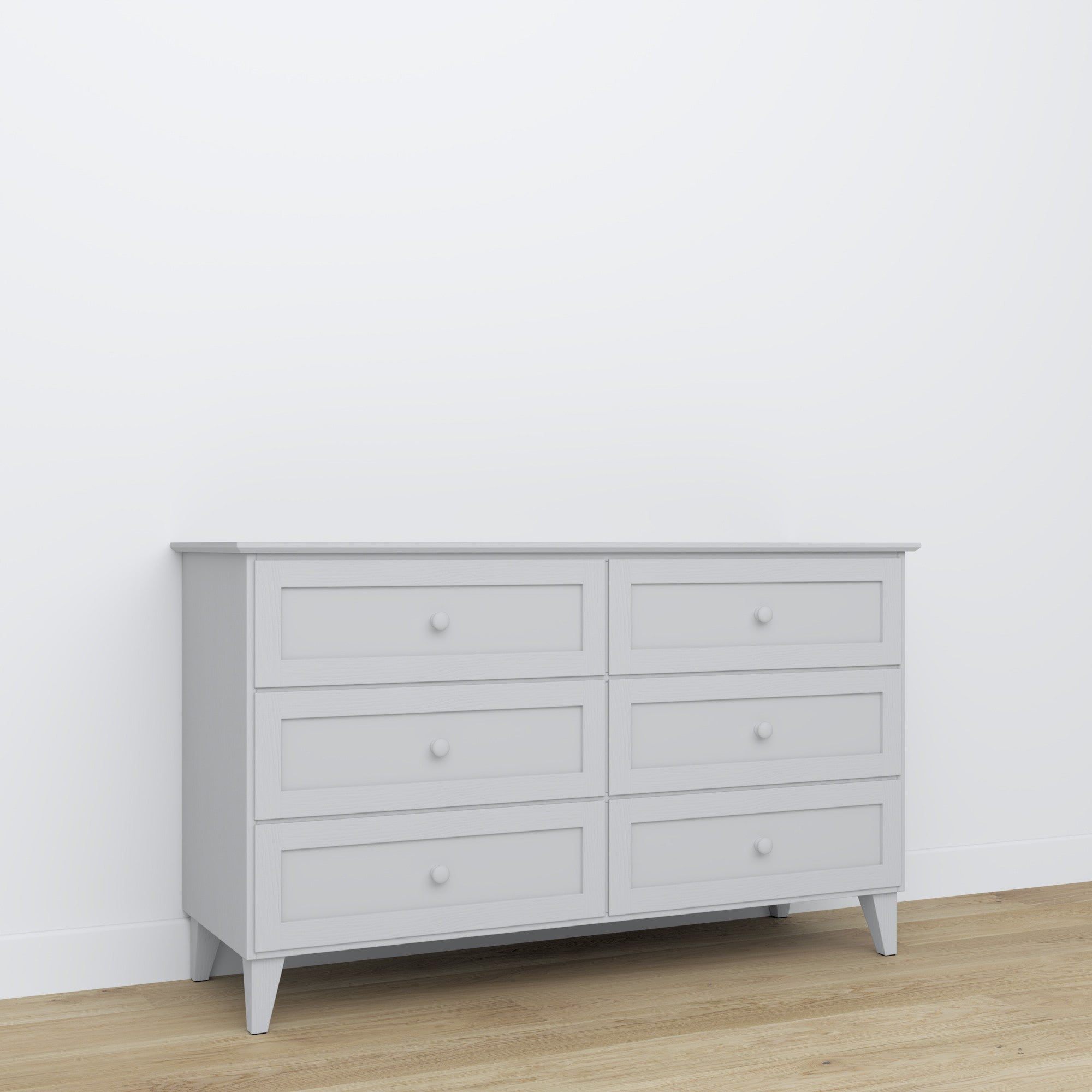 Commode 6S gris – en bois, szuflady fermé, vue frontale, Nizio
