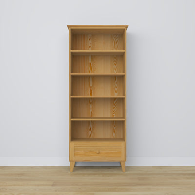 Bookcase with drawer pine natural pine 80 cm – living room and office, Scandinavian style