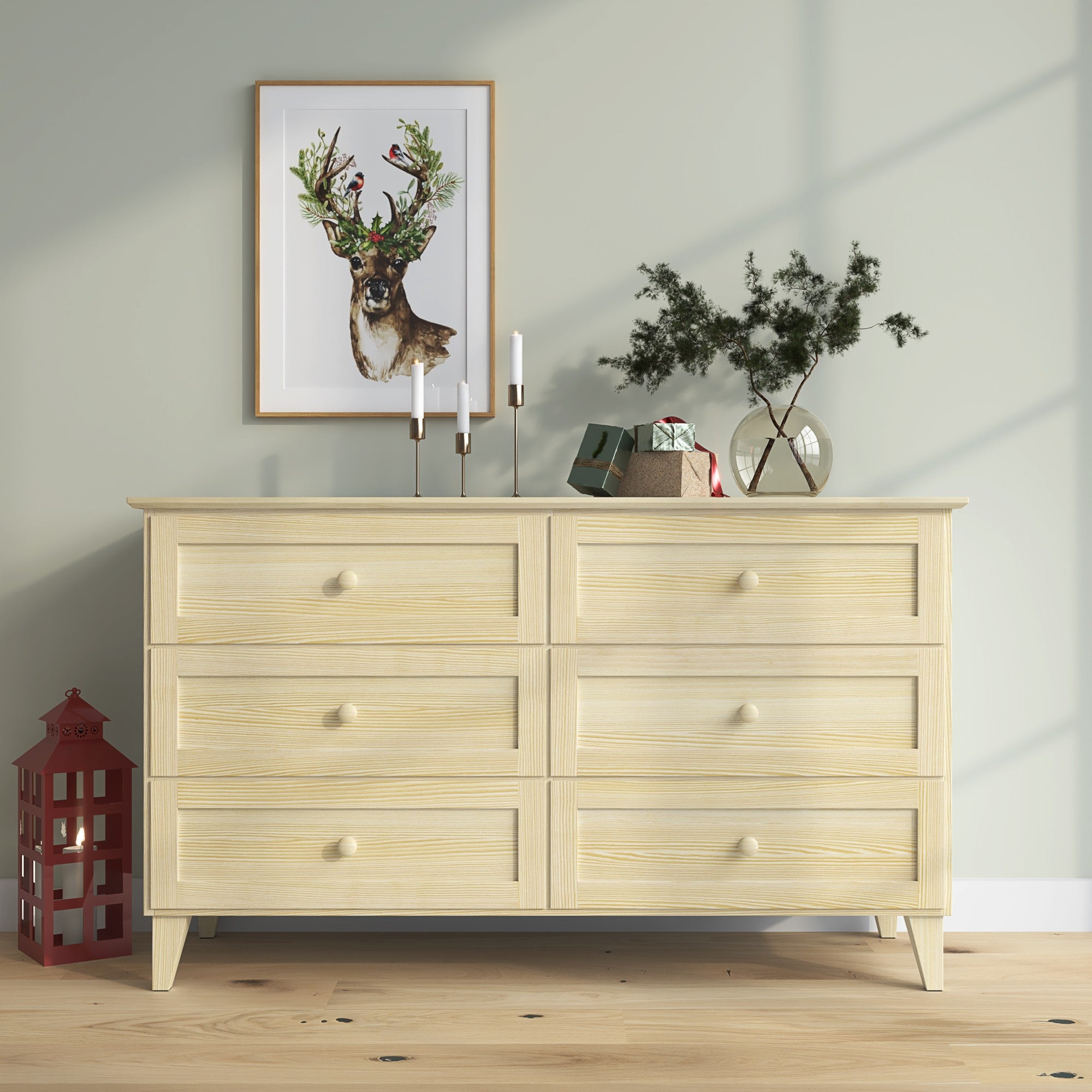 Commode 6S en pin pin incolore 154 cm w chambre – décoration scandinave