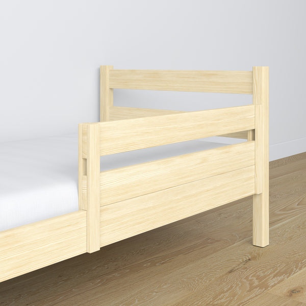 Protection anti-chute lit enfant pin incolore – vue de côté, en bois