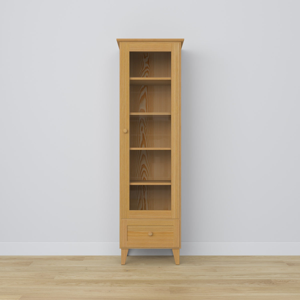 Vitrine z tiroir en pin pin naturel 57 cm – salon, style scandinave Nizio