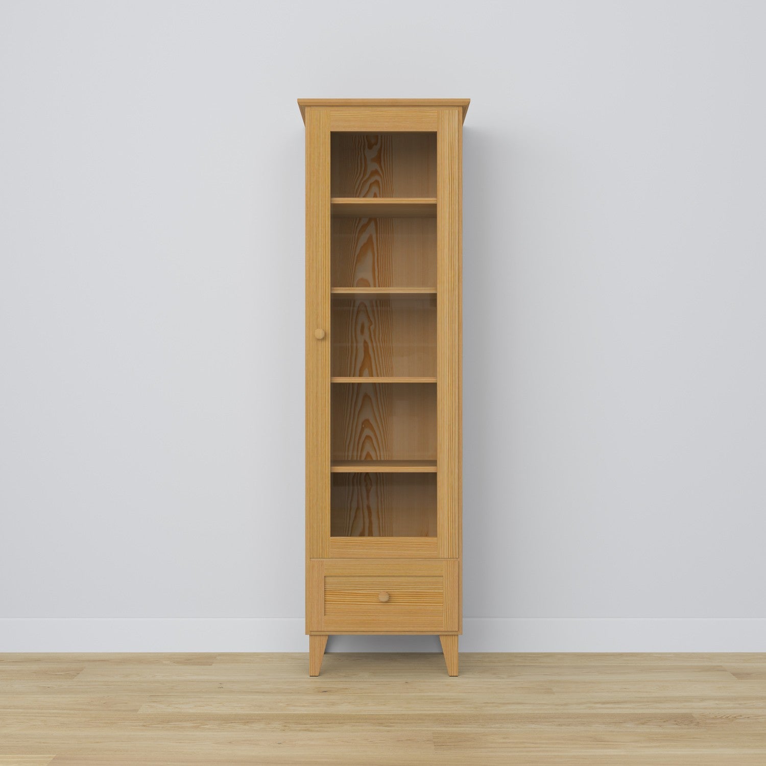 Vitrine z tiroir en pin pin naturel 57 cm – salon, style scandinave Nizio