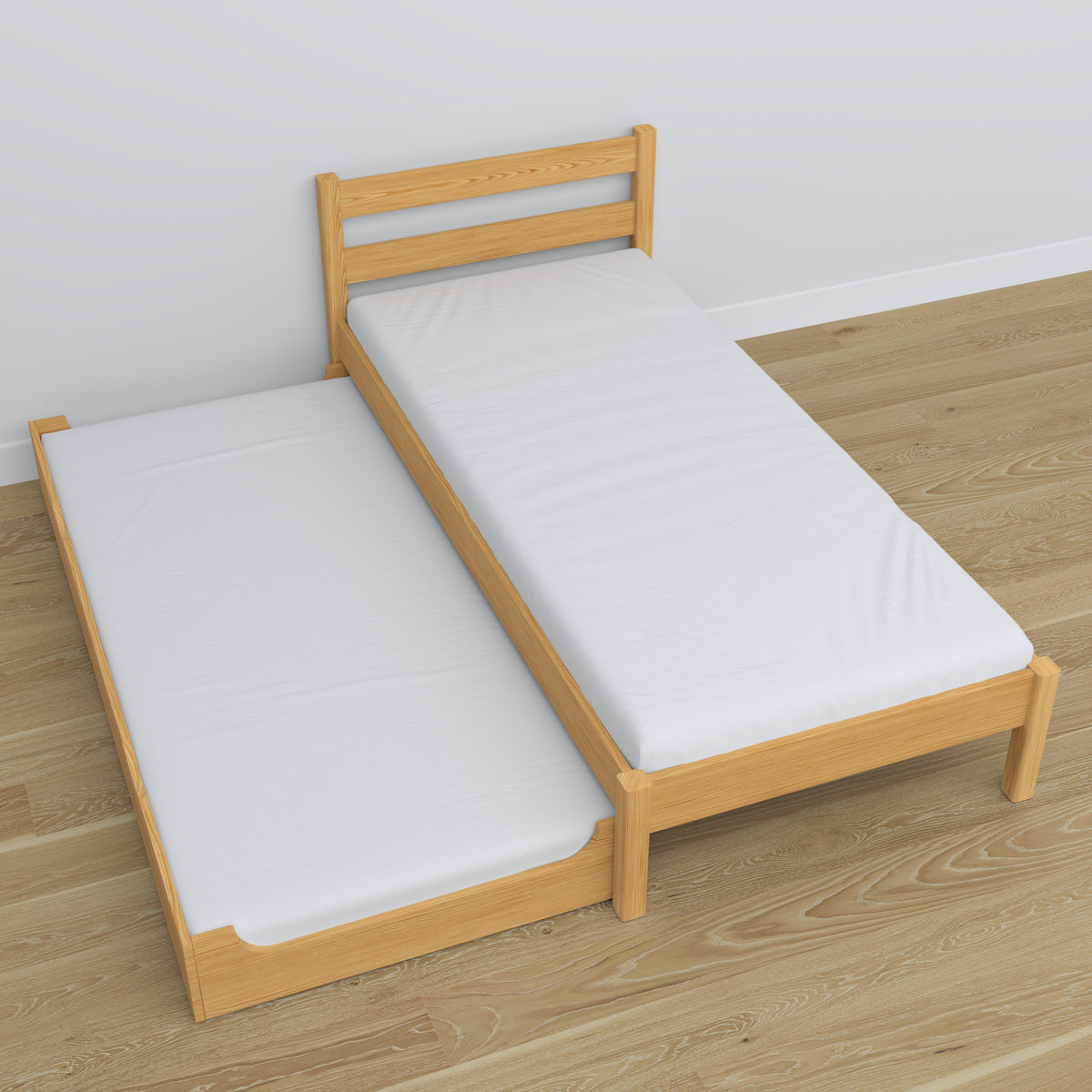 Lit avec tiroir pour matelas pin naturel en bois – dimensions, Nizio