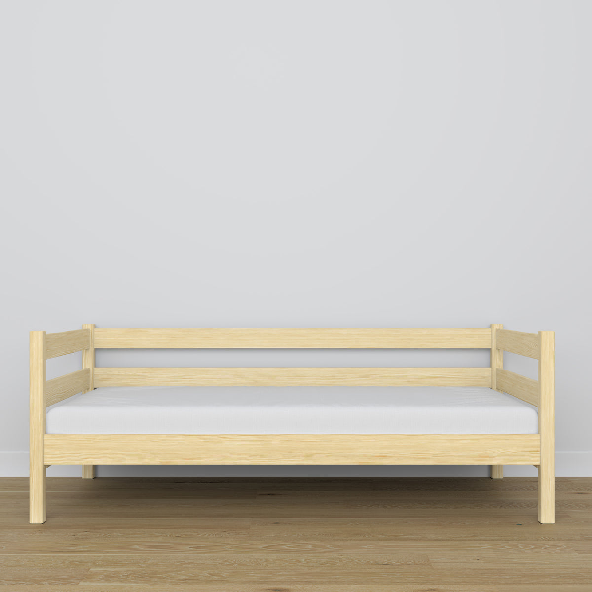 Sofa-lit en bois pin incolore – détails du bois et des assemblages, Nizio Home