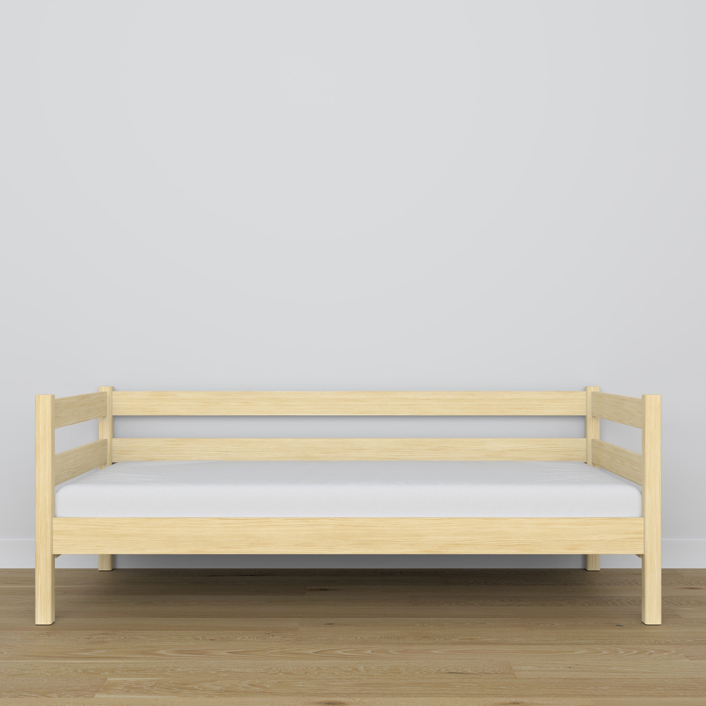 Sofa-lit en bois pin incolore – détails du bois et des assemblages, Nizio Home