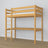 Loft bed natural pine – wooden desk under the sleeping area, scandi children’s room