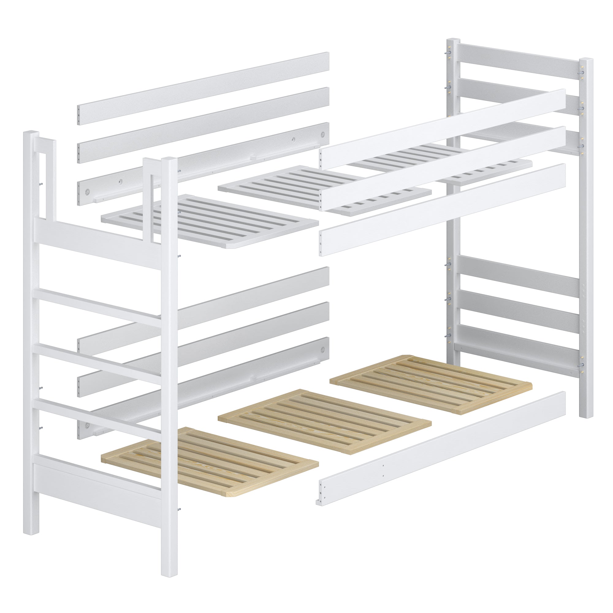 Grey Wooden Bunk Bed – Upper and Lower Sleeping Area, Scandi