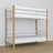 Lit superposé en bois blanc-chêne – couchage supérieur et inférieur, scandinave