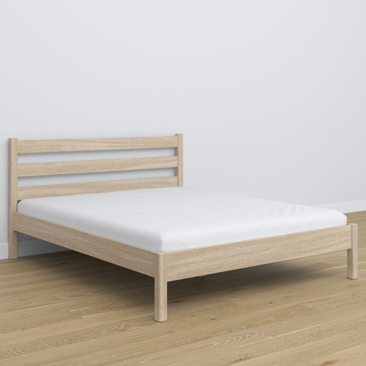 Doppelbett gebleichte Eiche – Eichenkopfteil, Nahaufnahme der Holzqualität