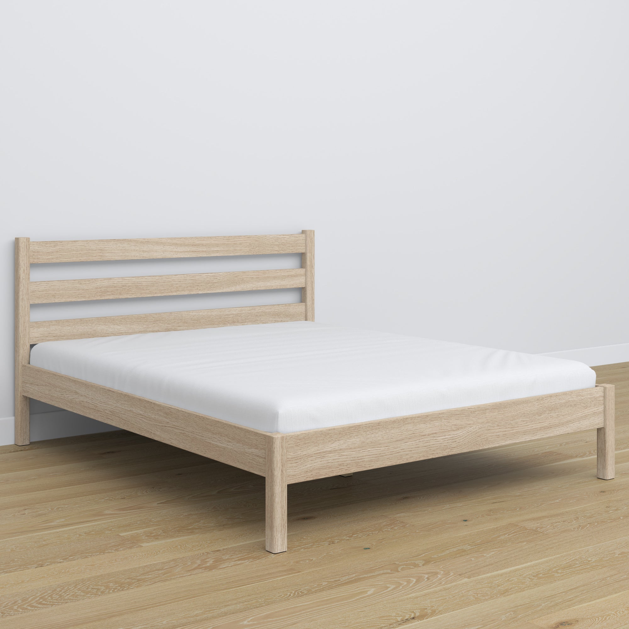 Doppelbett gebleichte Eiche – Eichenkopfteil, Nahaufnahme der Holzqualität