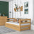 Sofa-lit pin naturel – barrière latérale en bois, vue de côté, Nizio