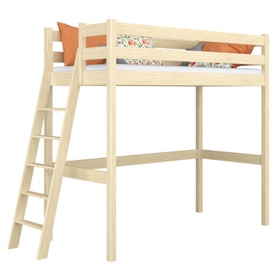 Hochbett aus Holz Kiefer farblos – Kinderzimmer, Massivholz, Scandi-Stil