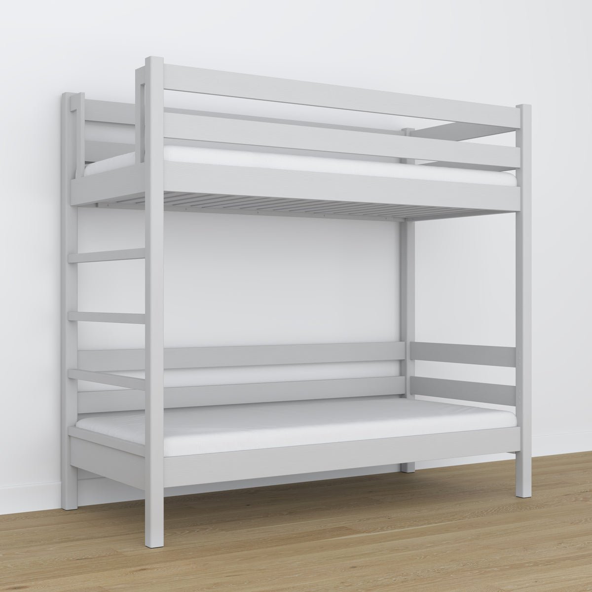 Grey Wooden Bunk Bed – Close-up of Joints and Wood Details