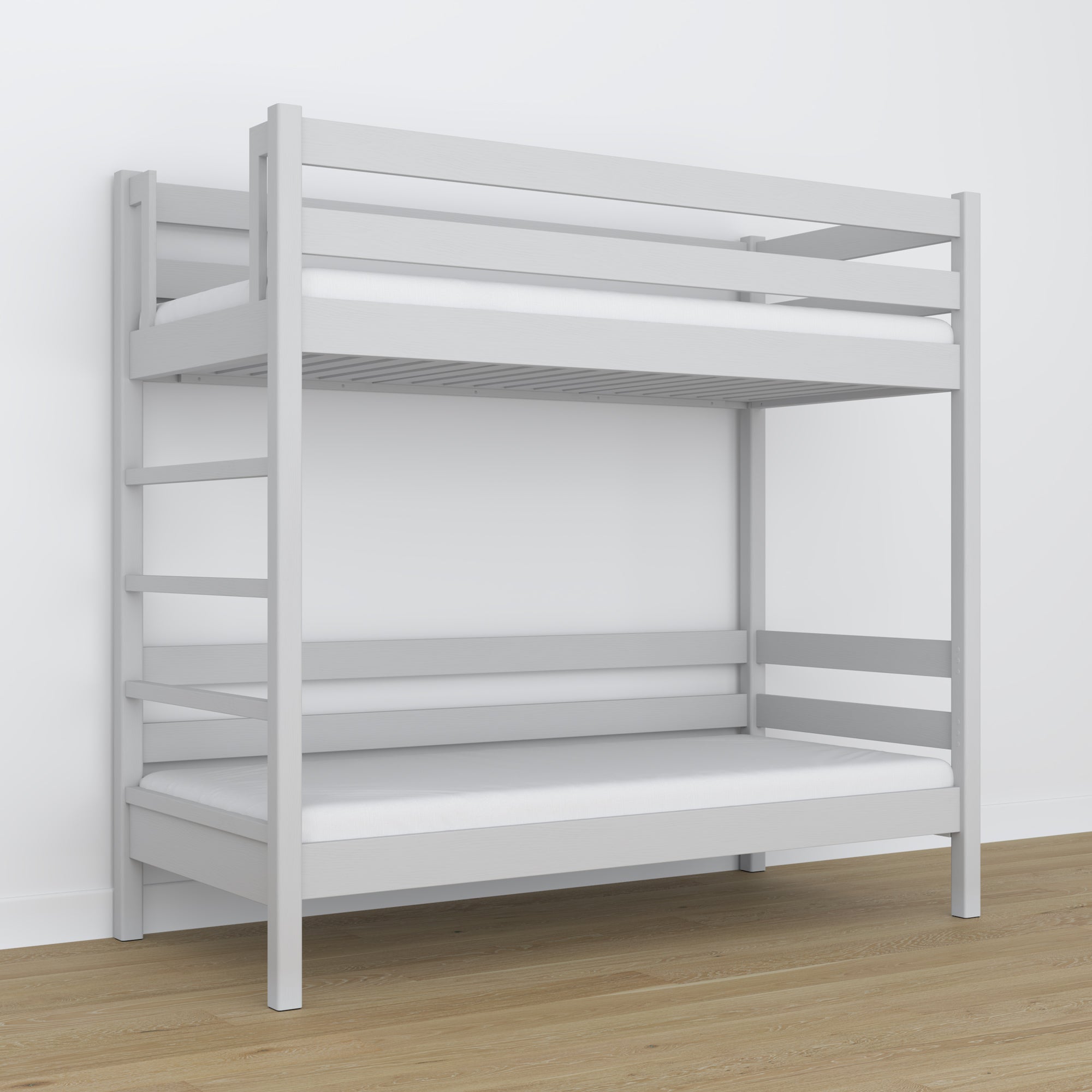 Grey Wooden Bunk Bed – Close-up of Joints and Wood Details