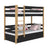 Black and Oak Wooden Bunk Bed with Drawer – Children’s Room, Solid Wood, Scandi