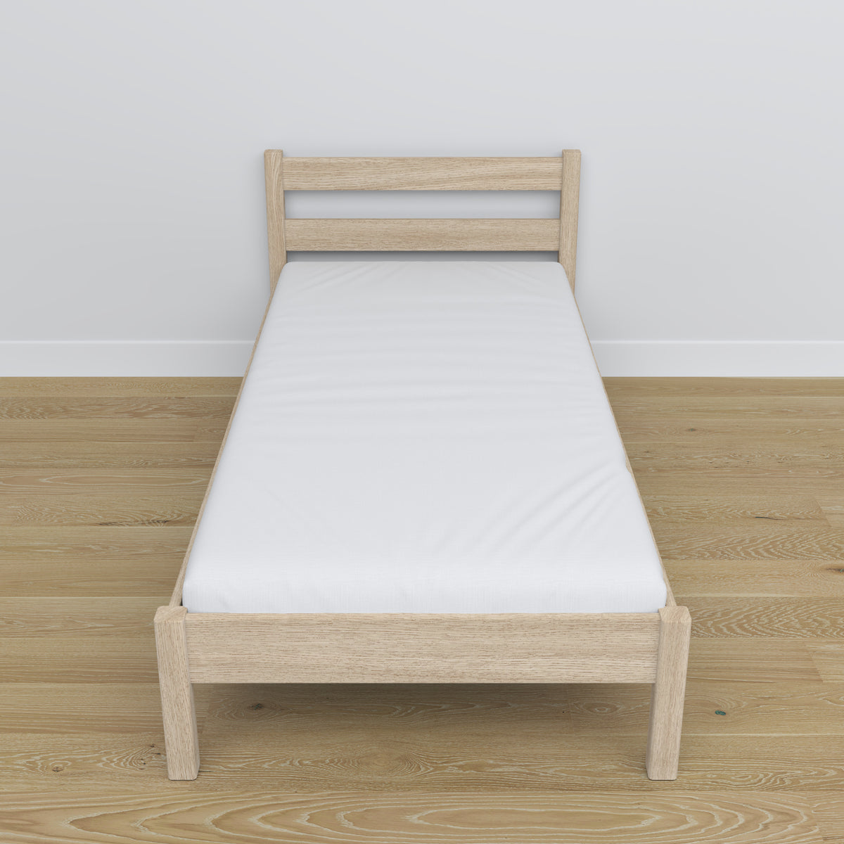 Bett eiche gebleicht aus Eiche – Maße und Schema, Nizio Home