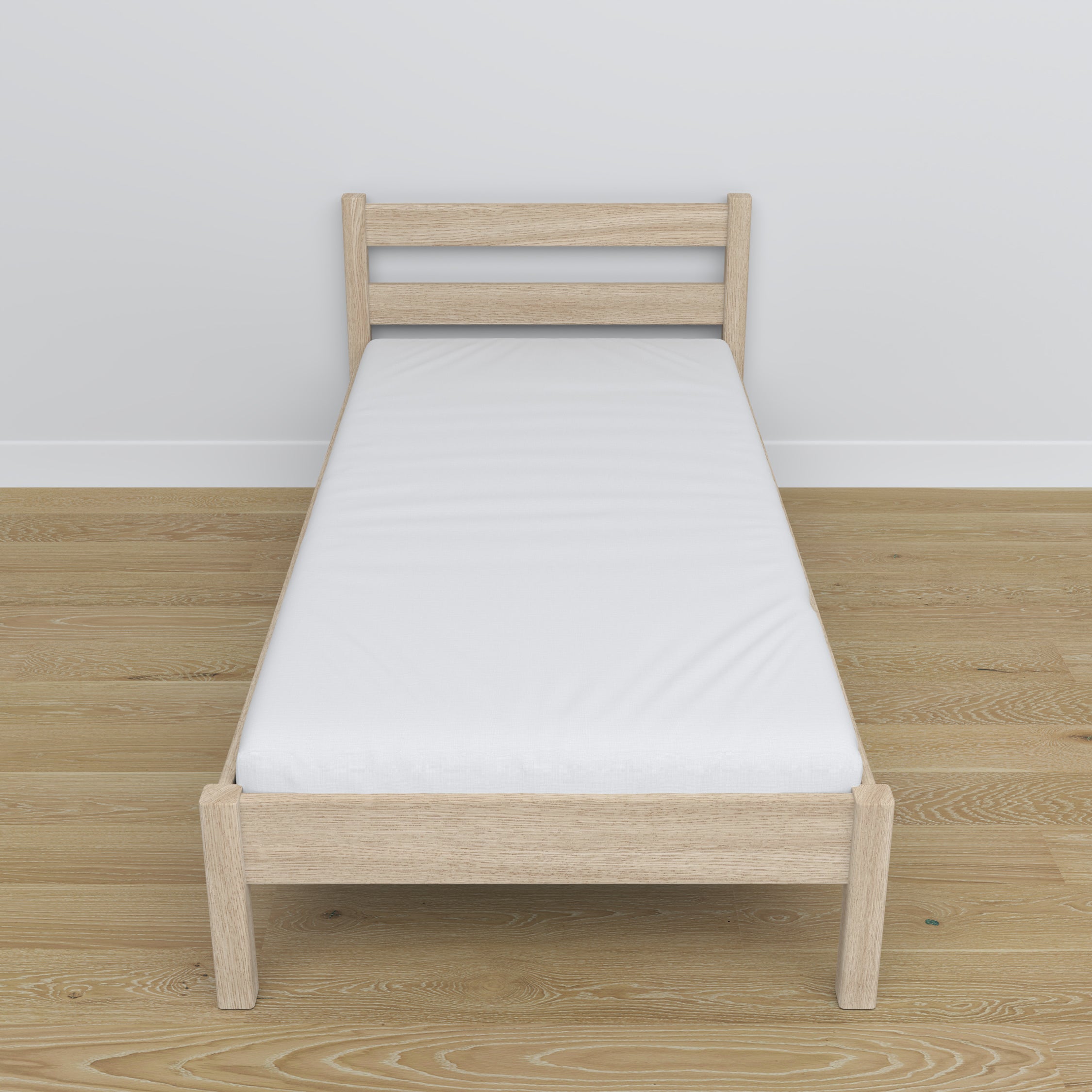 Bett eiche gebleicht aus Eiche – Maße und Schema, Nizio Home