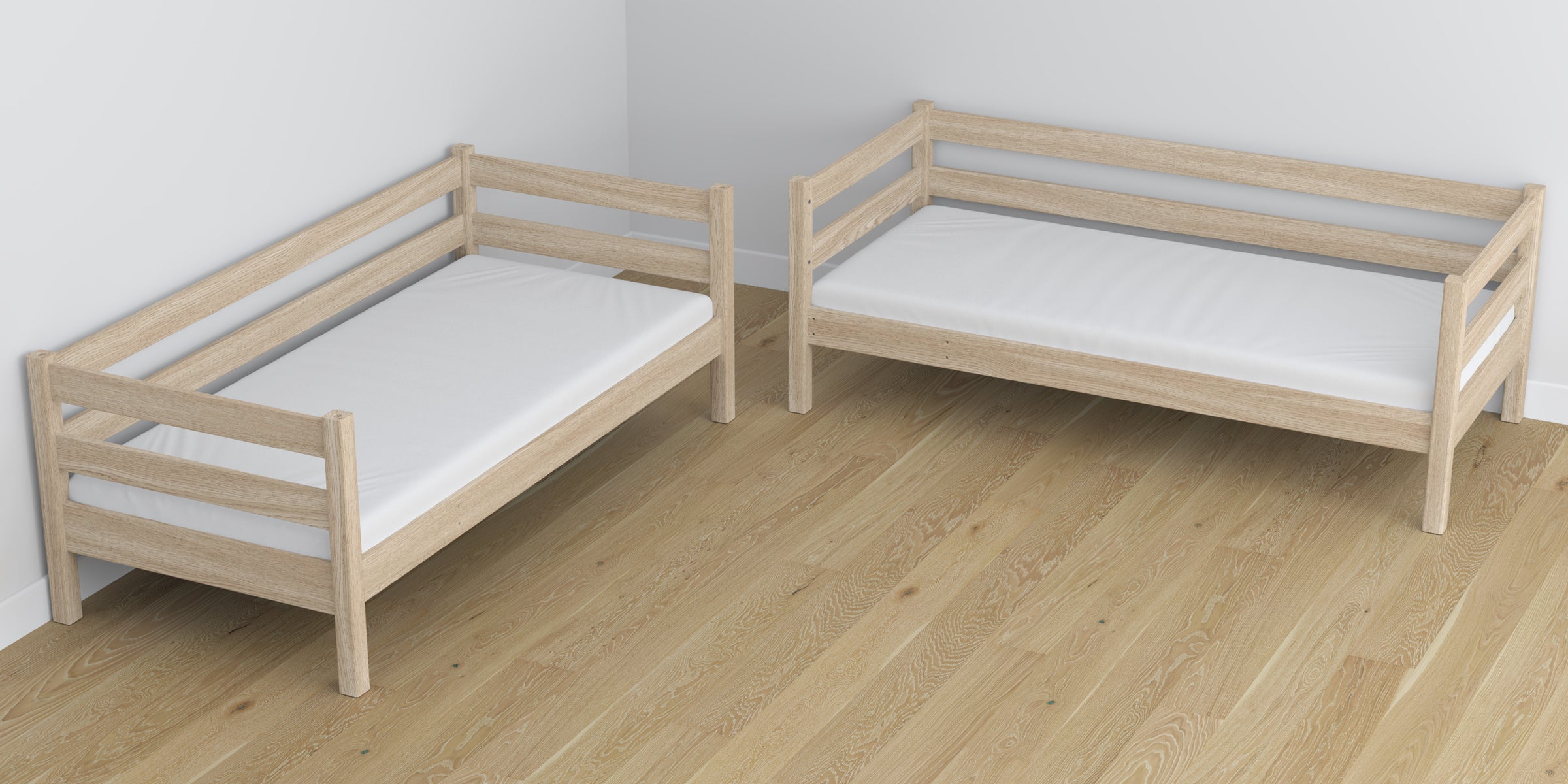 Oak Bunk Bed Bleached Oak – Dimensions and Diagram with Mattress Drawer