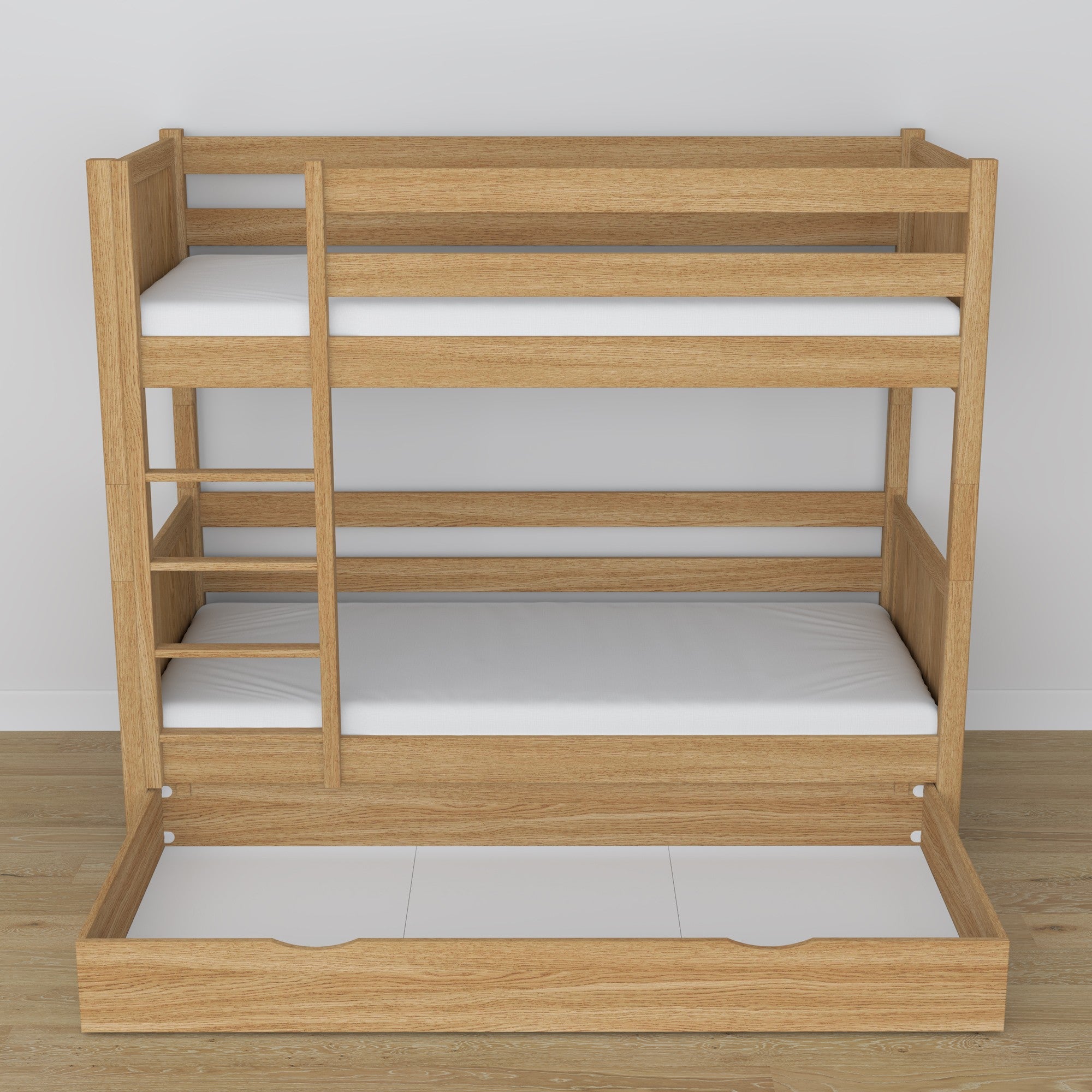 Oak Bunk Bed Natural Oak with Drawer – Dimensions and Diagram, Nizio