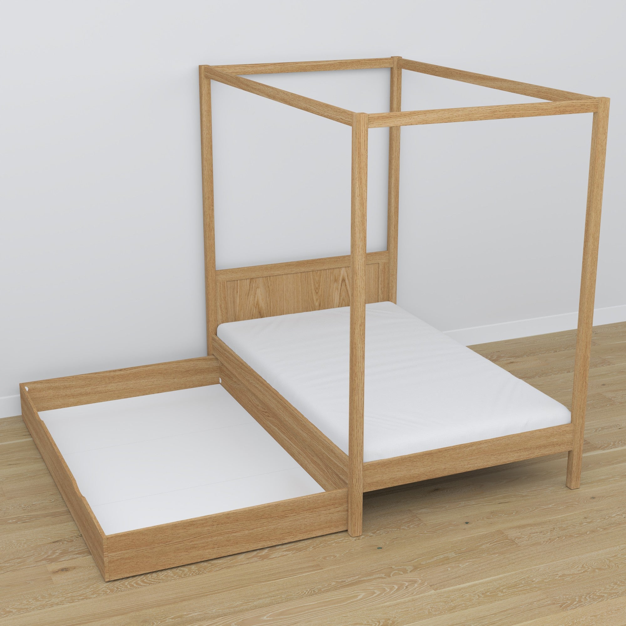 Oak canopy bed natural oak – decorative frame, child’s room