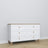 Commode 6S blanc avec chêne – en bois, szuflady fermé, vue frontale, Nizio