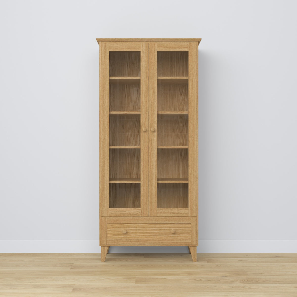 Vitrine z tiroir en chêne chêne naturel 90 cm – salon, style scandinave Nizio