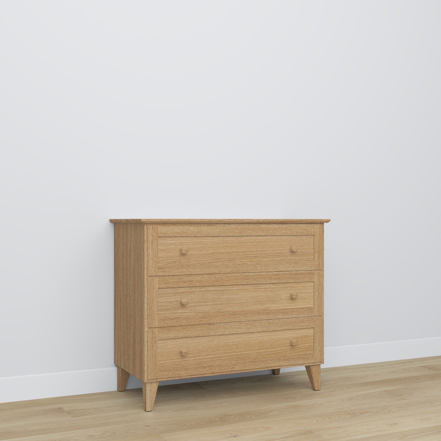 Kommode 3S Eichenholz Natureiche – offene Schubladen, geräumiges Staufach-Inneres