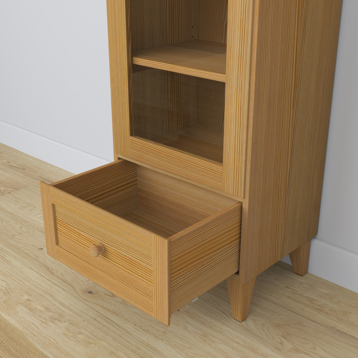 Vitrine 1S en pin pin naturel dans le salon – décoration scandinave, Nizio