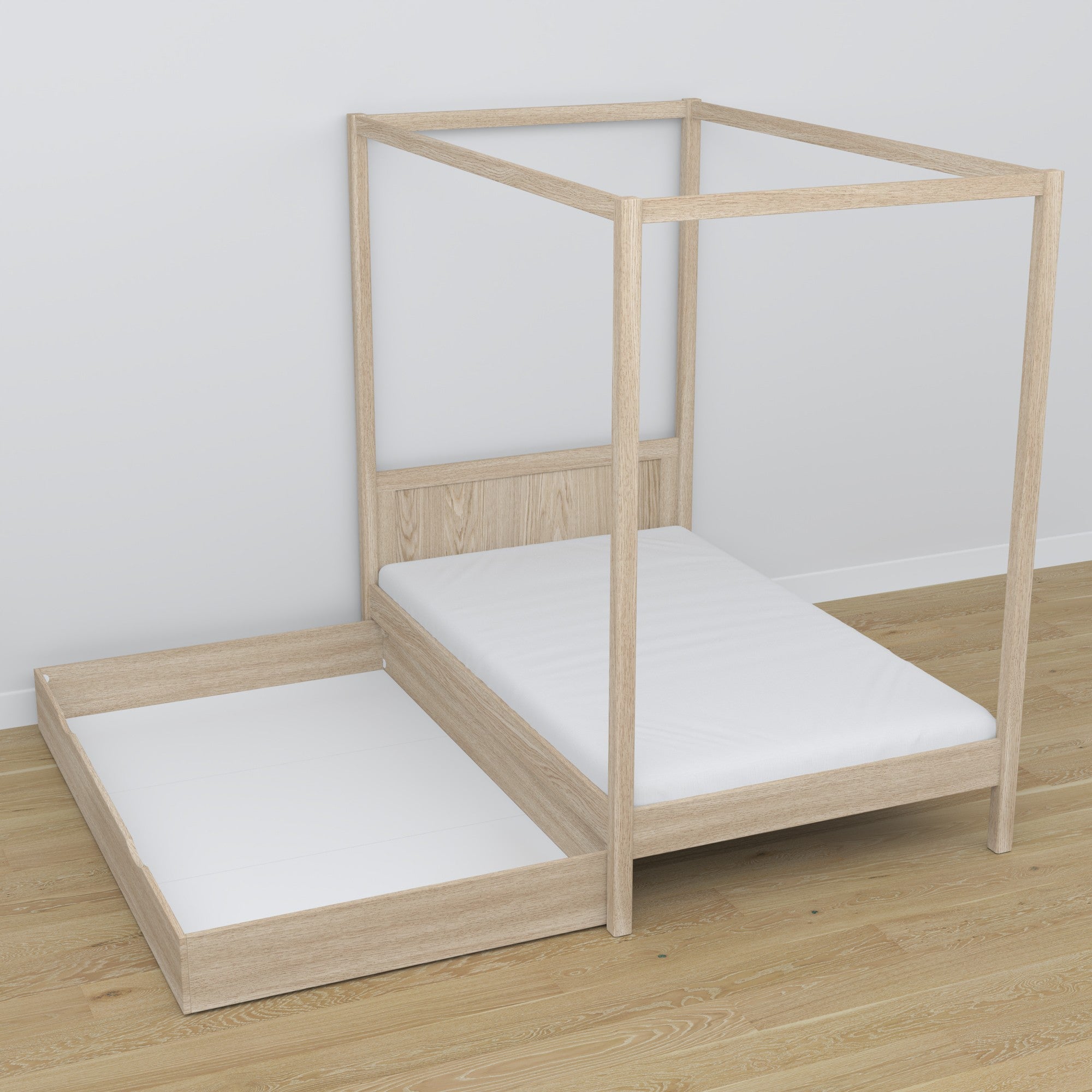 Oak canopy bed bleached oak – decorative frame, child’s room