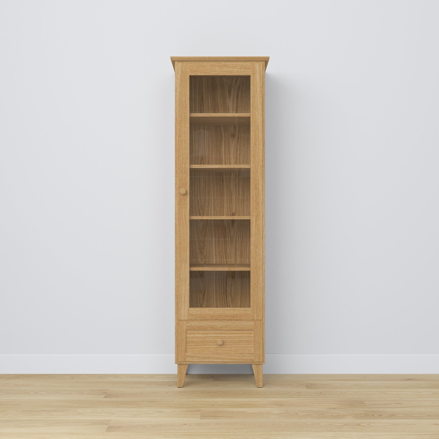 Vitrine z tiroir en chêne chêne naturel 57 cm – salon, style scandinave Nizio