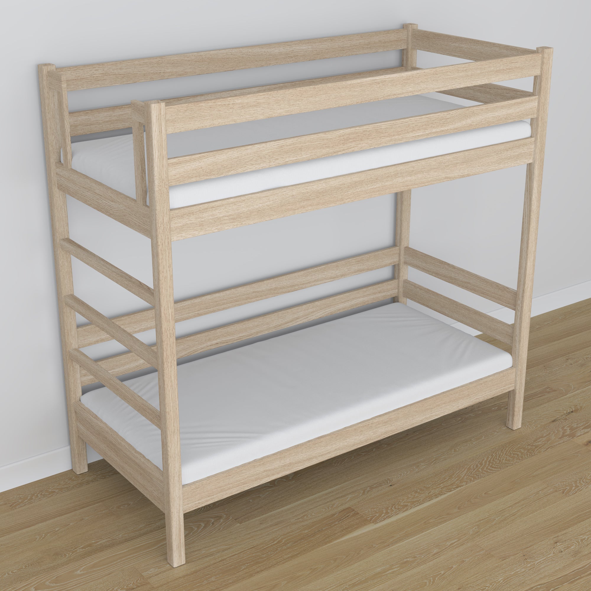Bleached Oak Oak Bunk Bed – Side View, Nizio Home