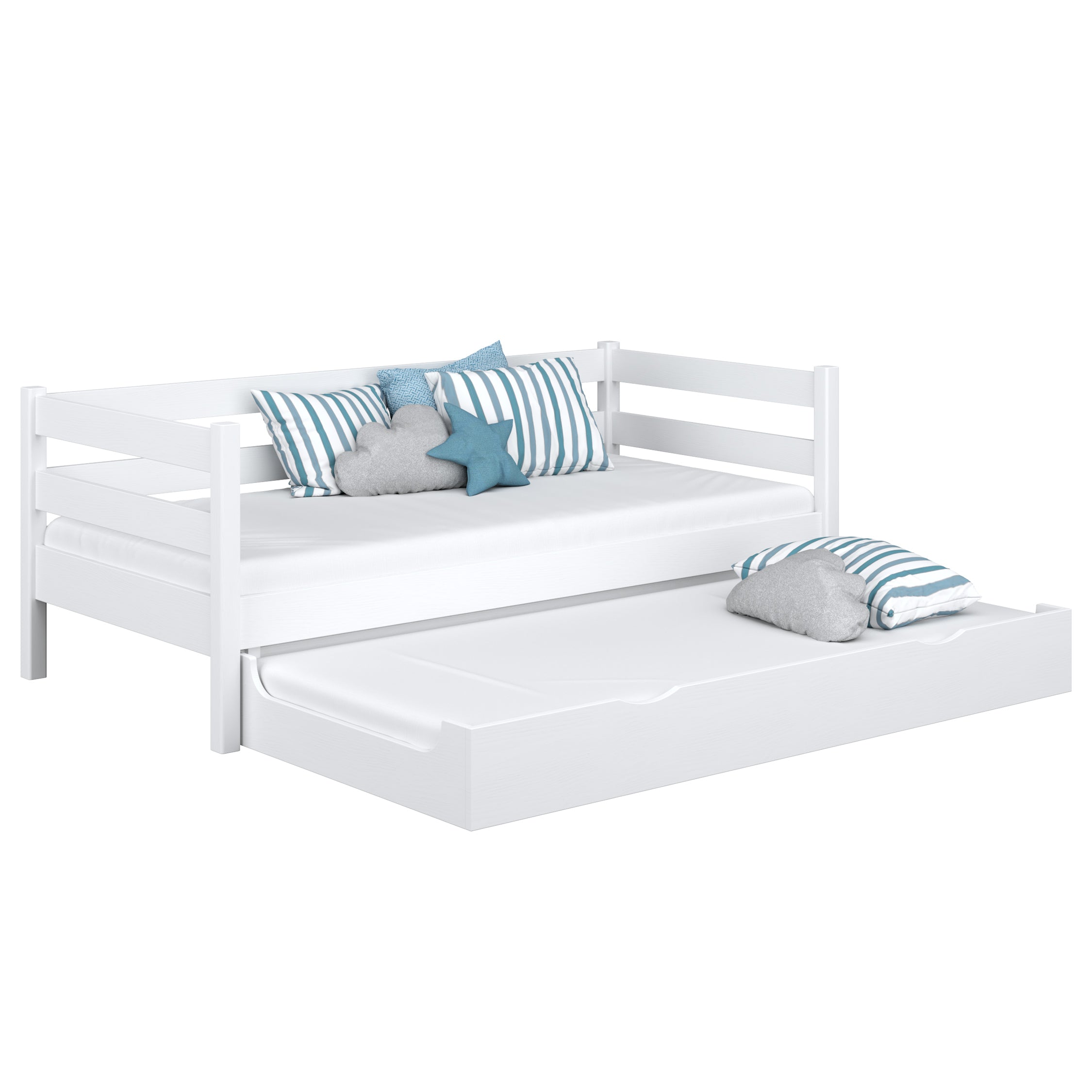 Sofabett mit Schublade für Matratze N01 aus Holz in Wunschfarbe RAL/NCS – Massivholz, Nizio