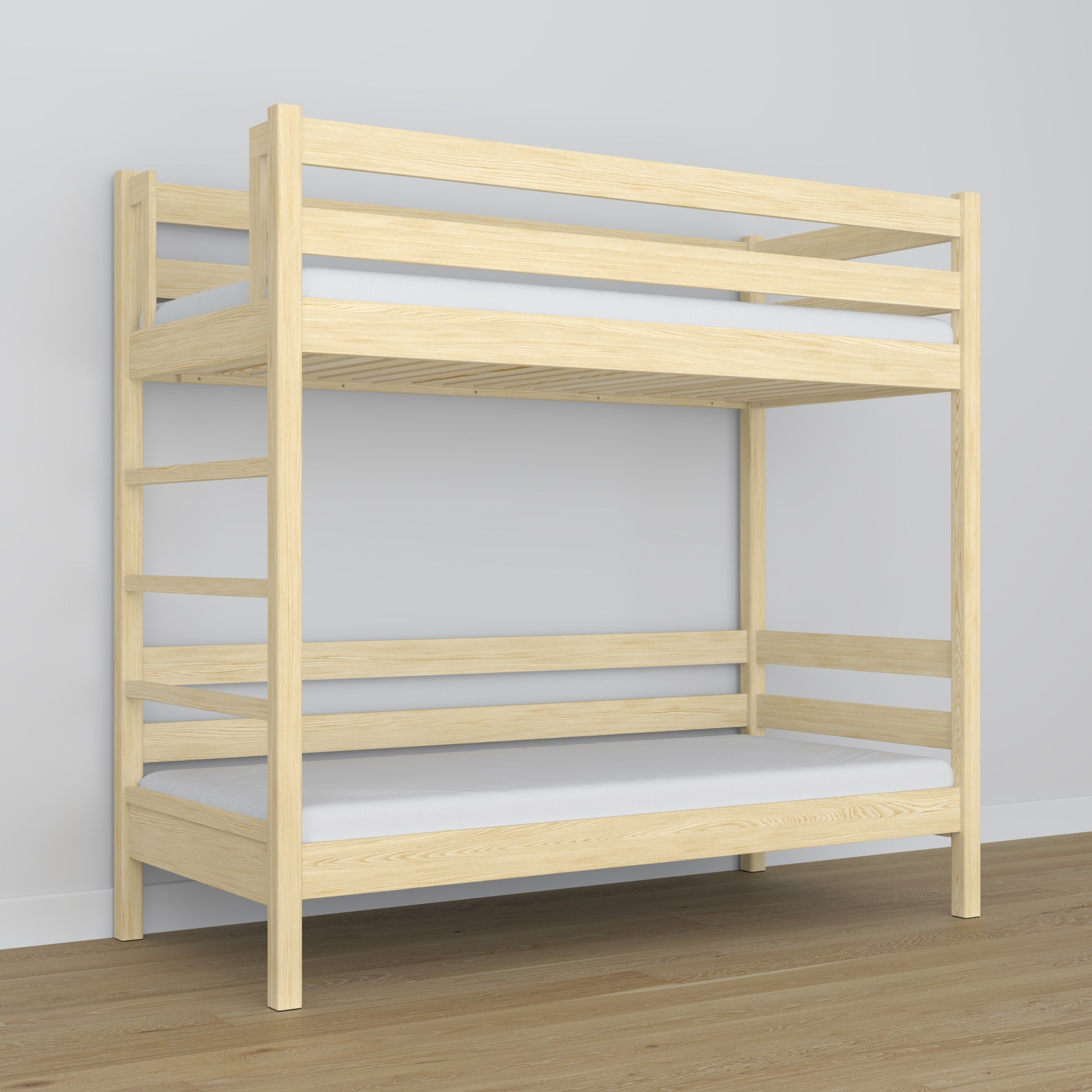 Clear Pine Wooden Bunk Bed – Close-up of Joints and Wood Details