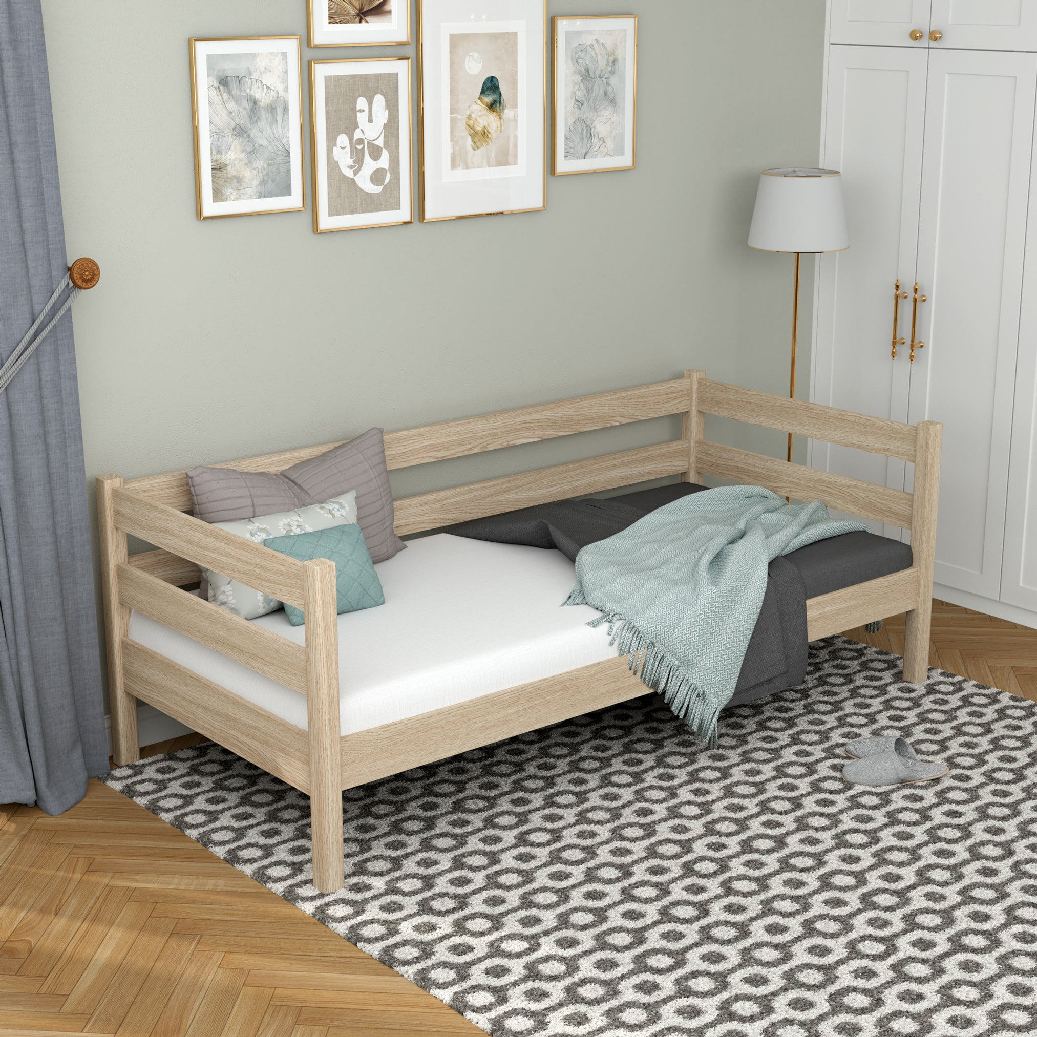 Sofa-Bett Eiche gebleicht im Kinderzimmer – Scandi-Einrichtung, Eiche