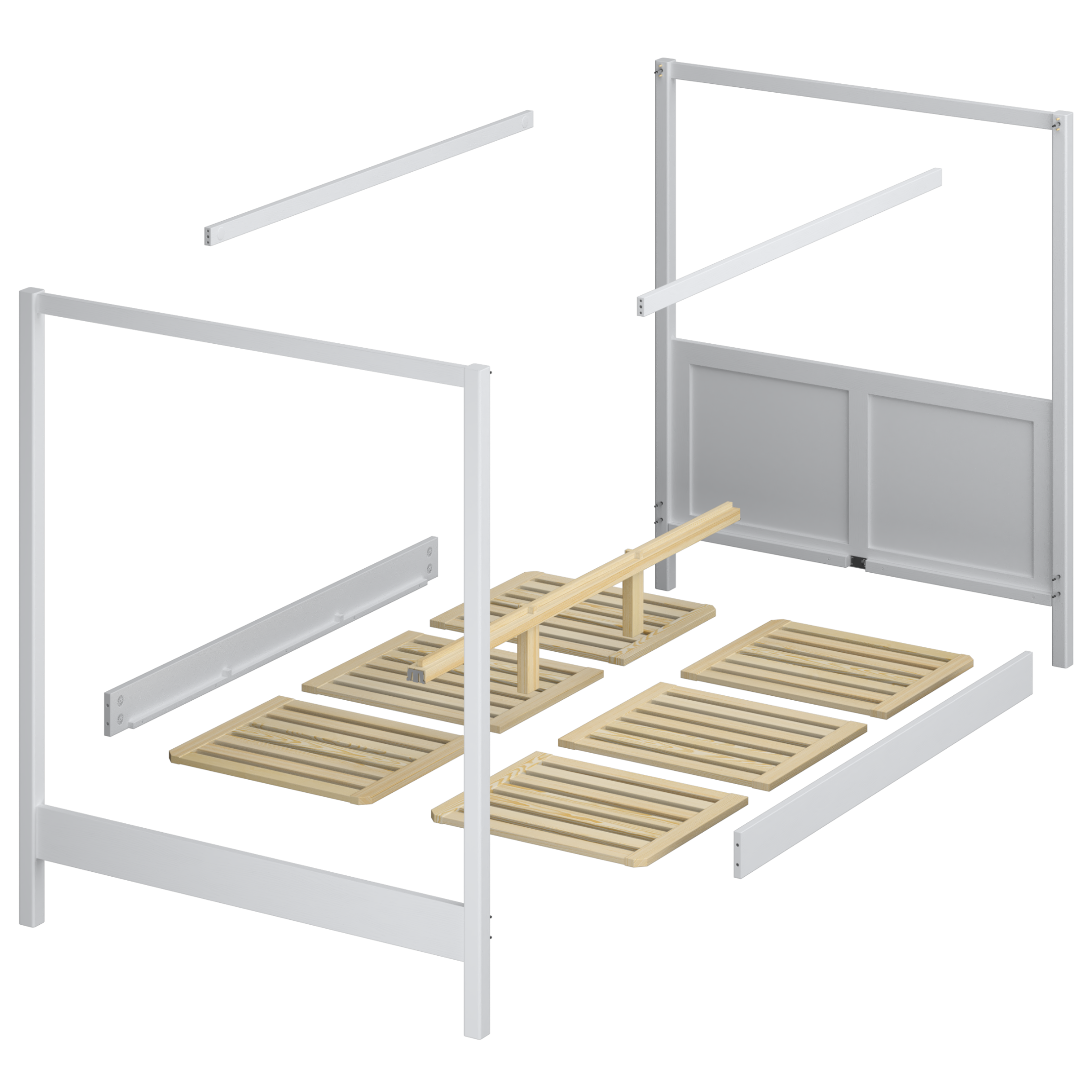 Oak canopy bed bleached oak – wood details, premium quality, Nizio