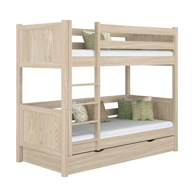 Oak Bunk Bed with Drawer Bleached Oak – Children’s Room, Solid Wood, Scandi